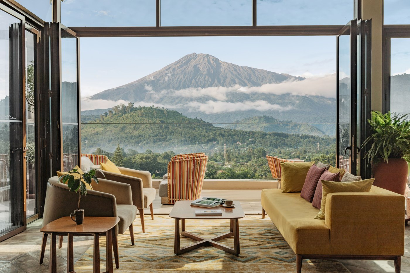 Gran Meliá Arusha — Guest lounge with Mount Meru views.