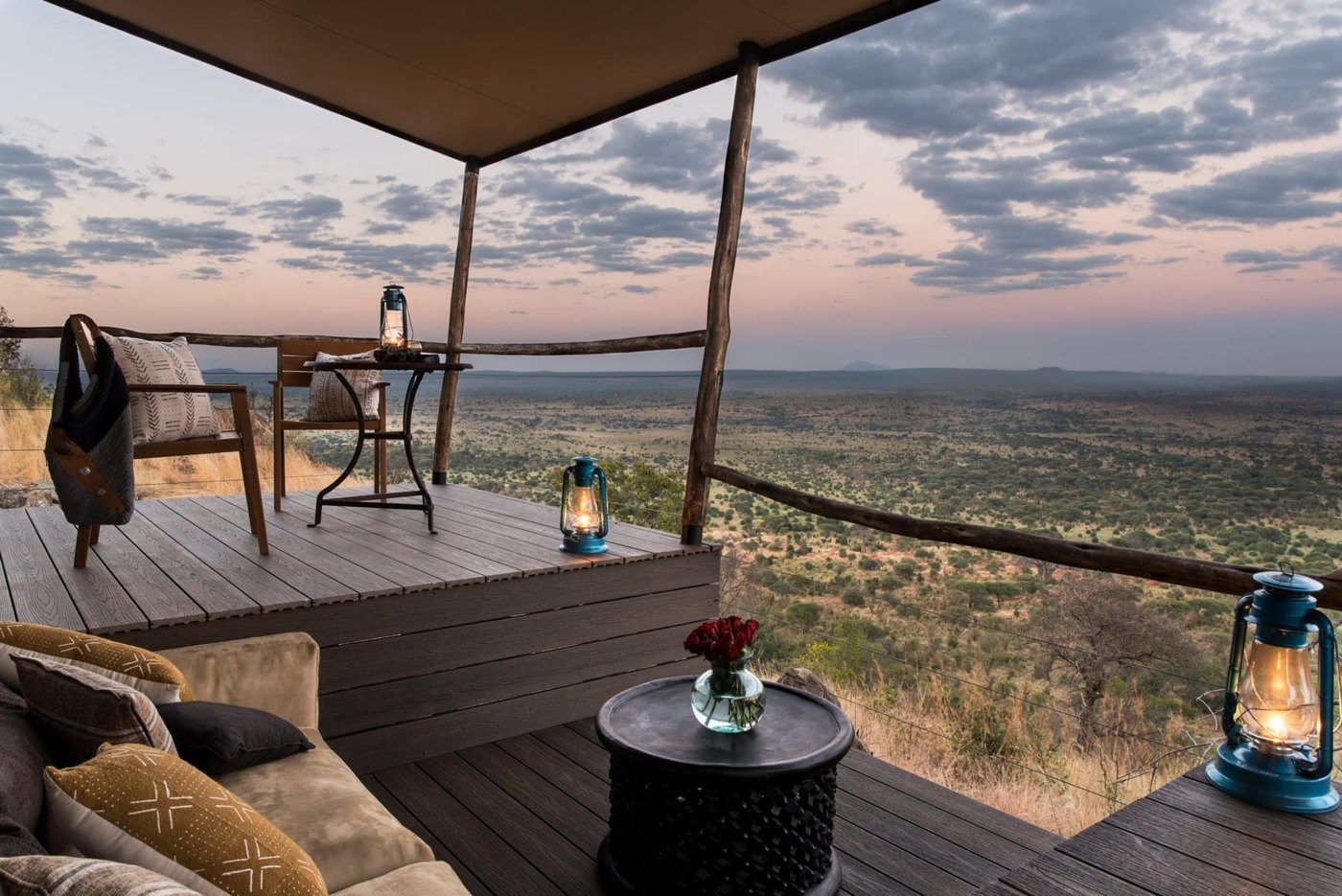Lemala Mpingo Ridge — Private suite deck overlooking Tarangire.