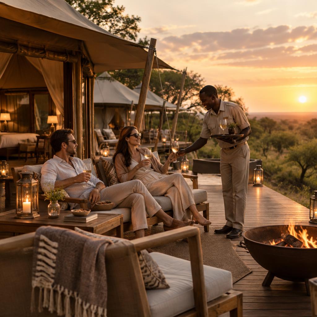 An intimate luxury safari tent and private deck